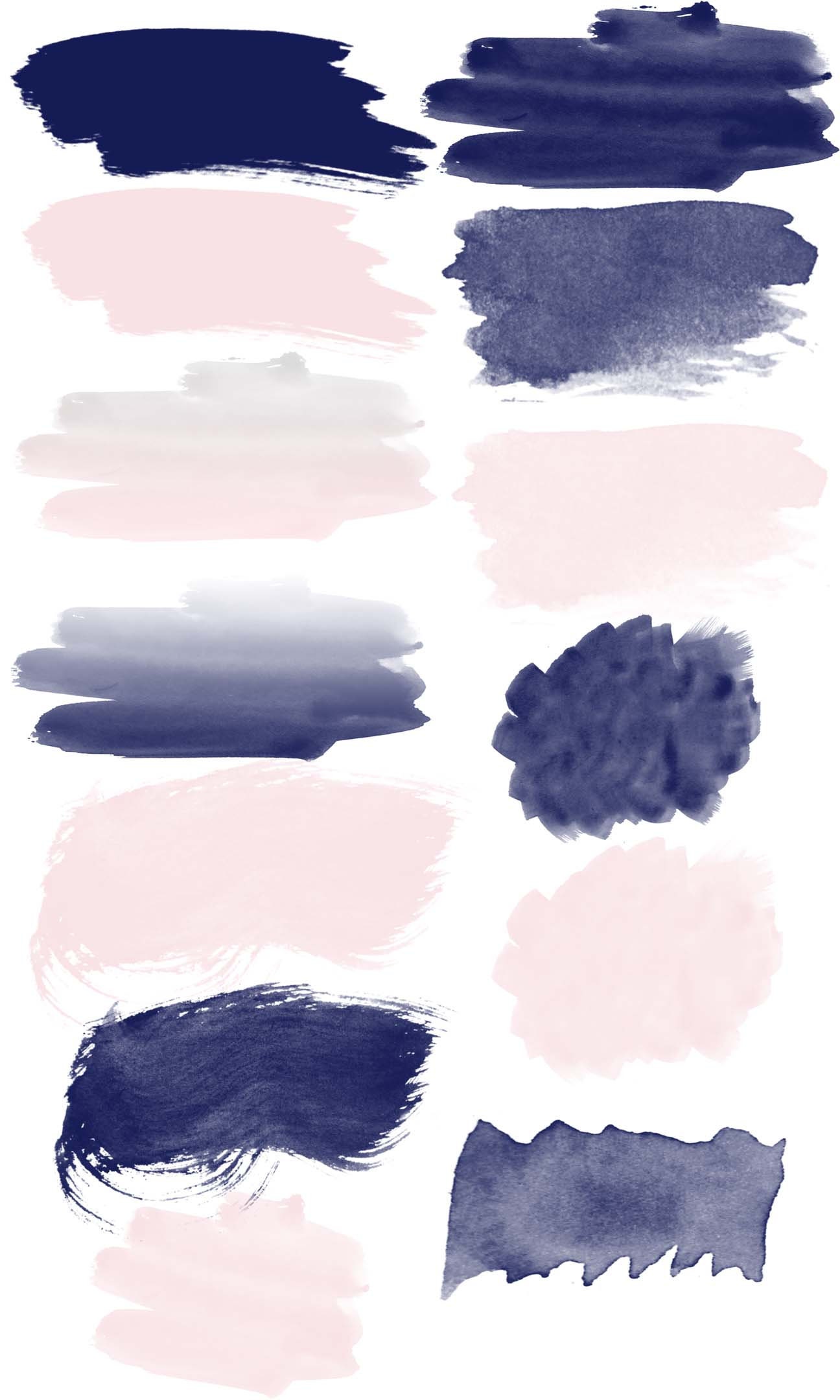 Navy and Blush Pink Watercolor Brush Strokes Glitter Foil | Etsy