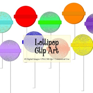 May include: A set of 10 colorful lollipop clip art images. Each lollipop is a circle with a white stripe across the middle and a glittery texture. The colors are blue, teal, red, green, purple, yellow, pink, and orange.