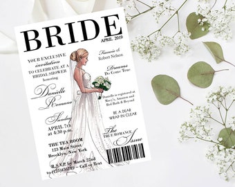 Modern Bride Magazine Inspired Bridal Shower Invitation #5 | Printed Bridal Shower Invitations | 1.50 EACH