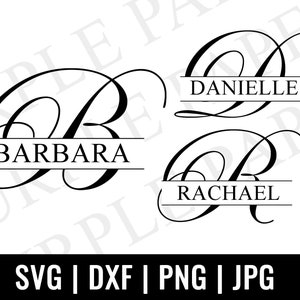 Split Monogramm SVG,DXF,PNG,Jpeg, Split Script Monogramm Rahmen Alphabet, Digitaler Download für Cricut, Silhouette, Glowforge