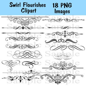 Swirl Flourishes No.2 Wedding Clipart INSTANT DOWNLOAD Swirl Clip Art Wedding Digital Clip Art Flourish Clip Art Calligraphy Clip Art