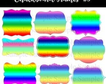 Chalkboard Rainbow Frame #5 Clip Art Badges Vintage Shapes Silhouette Label Vector Clipart Scrapbook Supplies Instant Download |20 PNG files