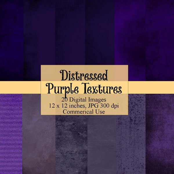 Distressed Purple Textures Digital Paper, Dark Grunge Textures, Gritty Backgrounds, Textured Royal Purple Digital Paper Instant Download