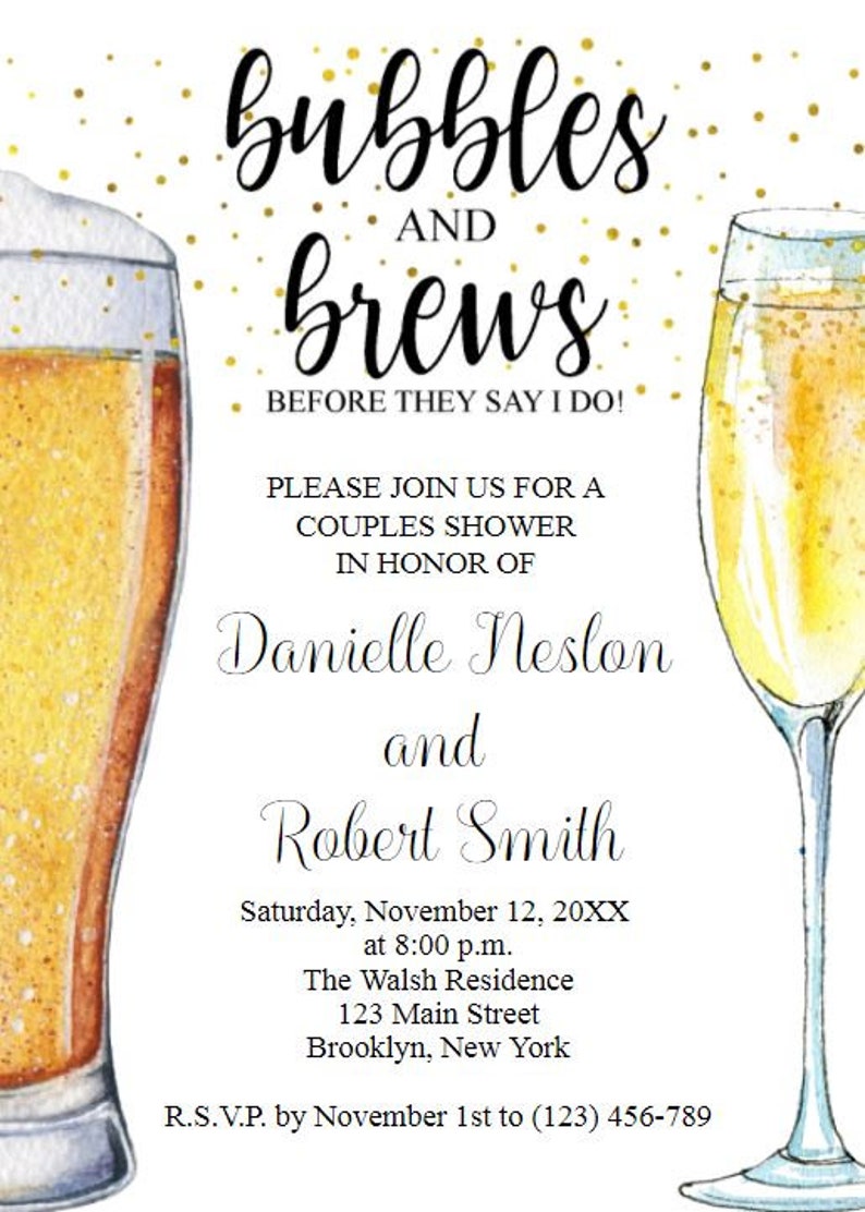 Bubble and Brews Engagement Party Invitation Digital INSTANT Etsy