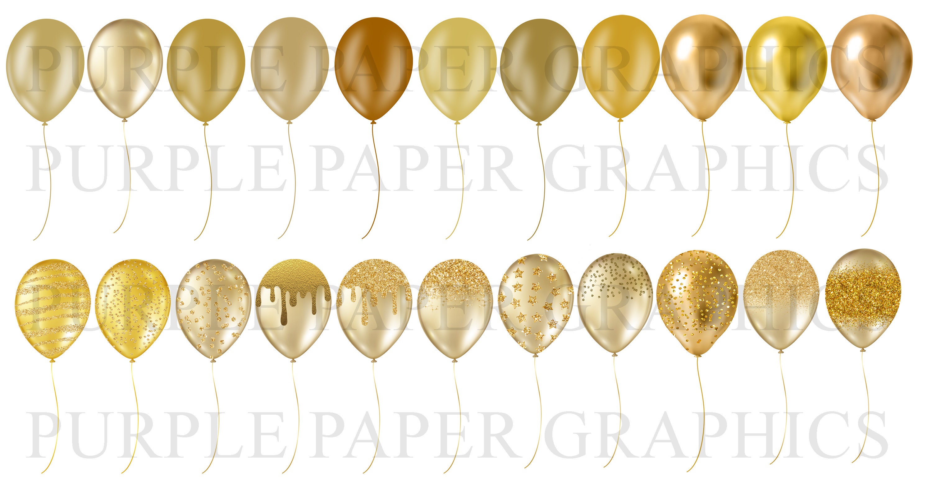 Teal and Gold Balloons Clipart Glitter Balloon PNG Digital | Etsy