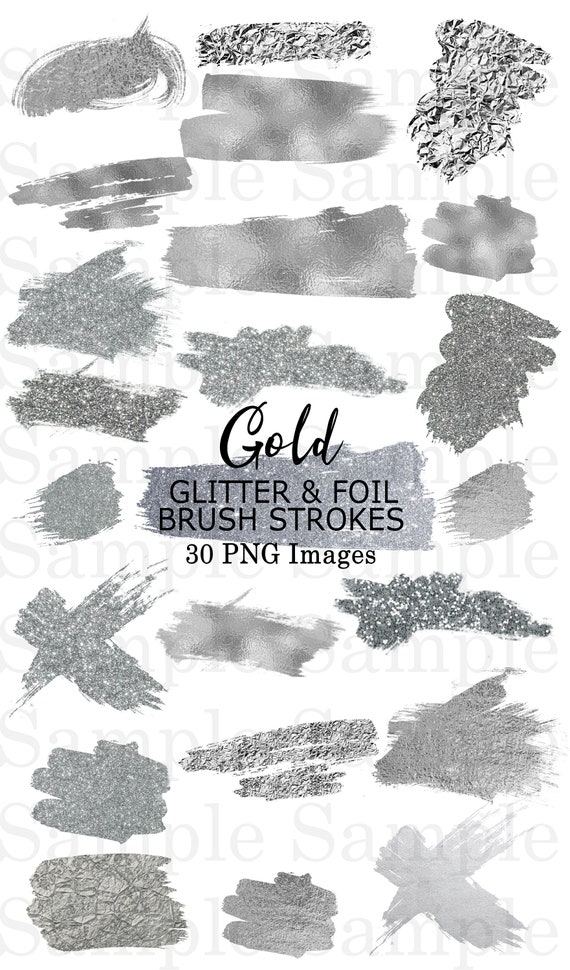 Pastel Brush Strokes Clip Art #41 Graphic Elements Hand Painted Colors 107 PNG Images Glitter and Foil Graphic Design Clipart