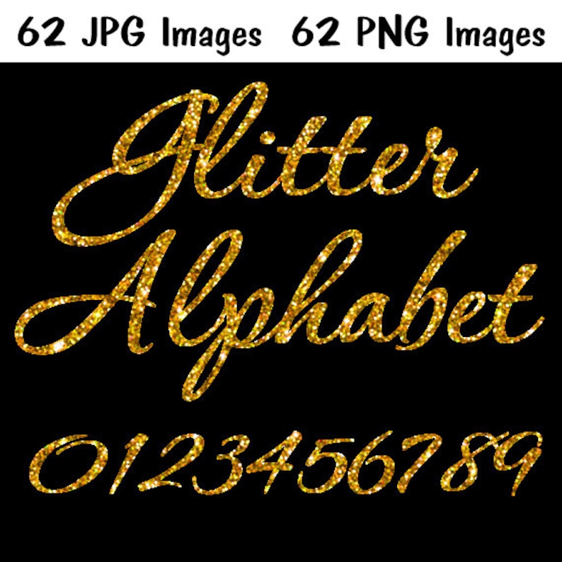 Gold Glitter Alphabet INSTANT DOWNLOAD 124 IMAGES glitter - Etsy