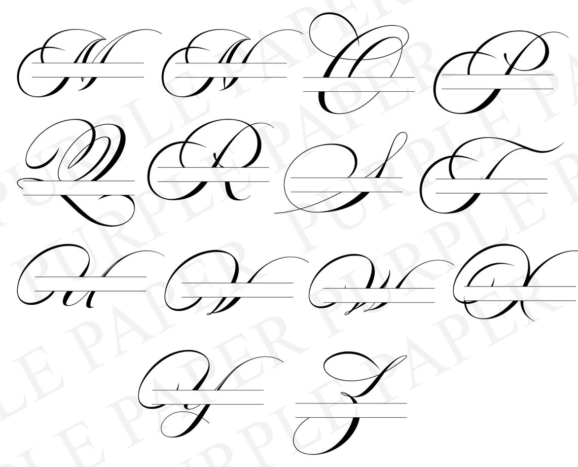 Split Monogram Svg,dxf,png,jpeg, Split Script Monogram Frame Alphabet ...