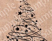 Modern Christmas Tree INSTANT DOWNLOAD Christmas Tree Digital Transfer To Pillows Tote Bags Tea Towels Burlap Digital Clipart Clip Art No.4