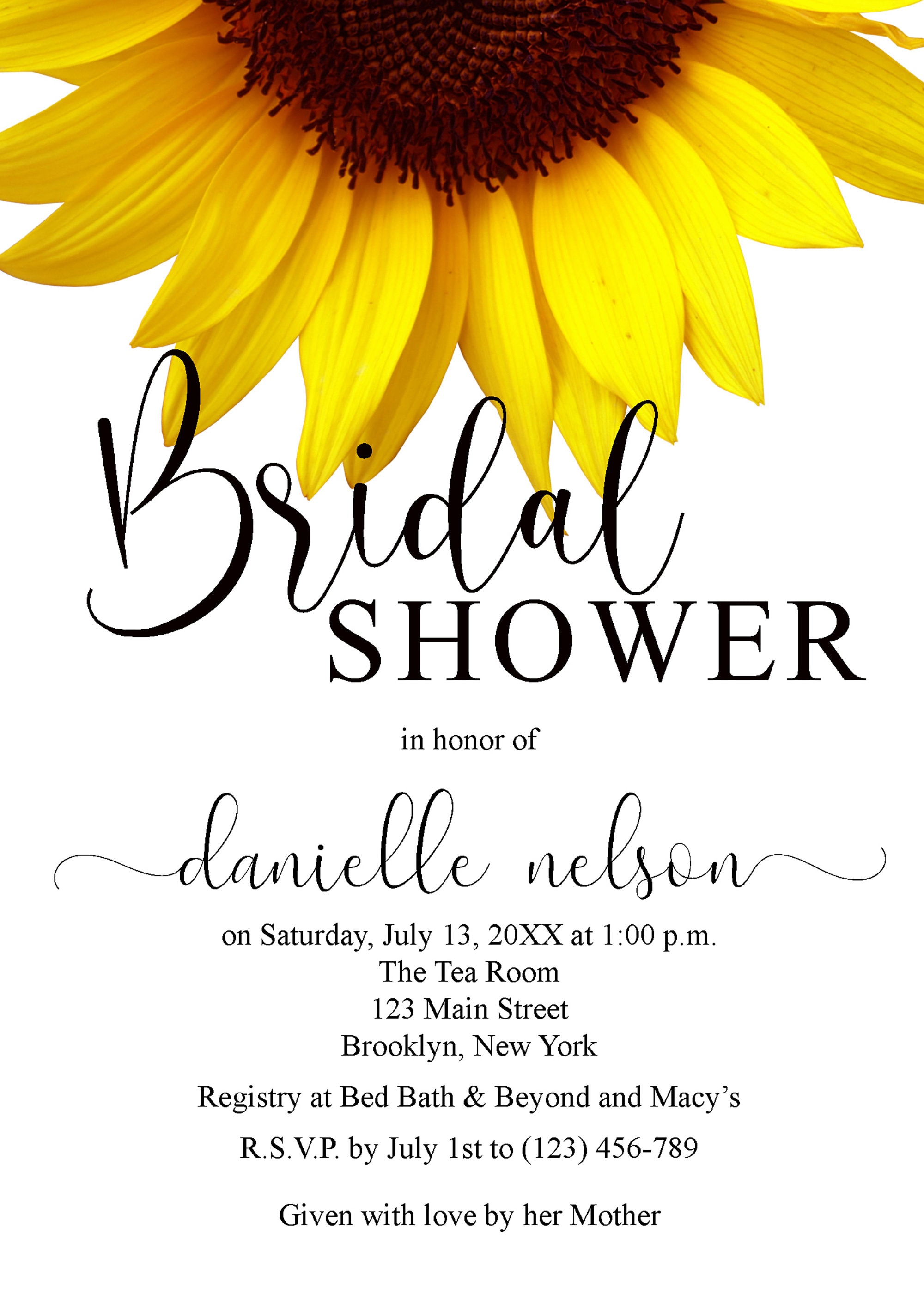 Sunflower Bridal Shower Invitation 30 Printed Bridal Shower Etsy UK