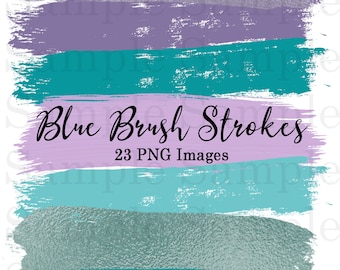 Lavender, Teal and Aqua Brush Strokes Clip Art #48 | Hand Painted Colors, Graphic Design Clipart | Foil Brush | Digital Brush Strokes