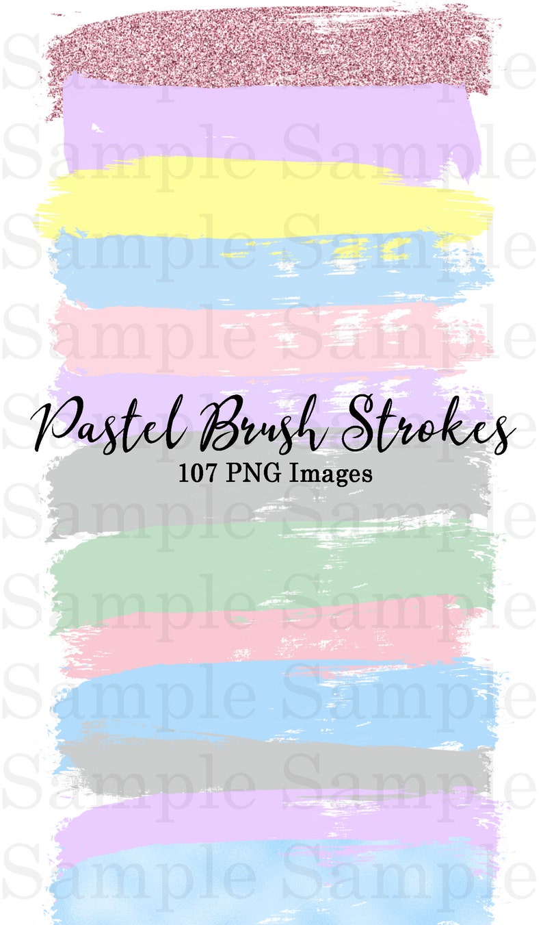 Pastel Brush Strokes Clip Art #41 Graphic Elements Hand Painted Colors 107 PNG Images Glitter and Foil Graphic Design Clipart