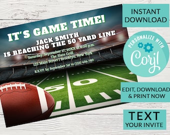 Football Birthday Invitation Party | Surprise Birthday Invite | Woman or Man Party | Digital INSTANT DOWNLOAD | Editable Invite | Sports