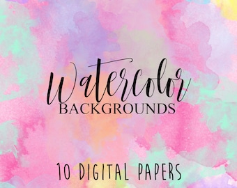 Watercolor Background Clipart, Pink and Purple Watercolor Brush Clip Art,  Printable Digital Paper, Scrapbooking Paper Commercial Use