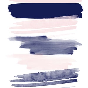 Navy and Blush Pink Watercolor Brush Strokes, Glitter, Foil Clipart ...