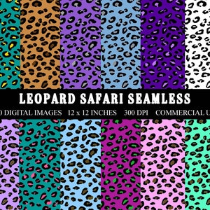 Leopard Safari Animal Print Colors Carta digitale, sfondi stampabili per scrapbooking e graphic design download istantaneo