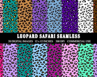 Leopard Safari Animal Print Colors Digital Paper, Printable Backgrounds for Scrapbooking and Graphic Design instant download