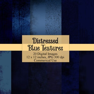 Distressed Blue Textures Digital Paper, Dark Grunge Textures, Gritty Backgrounds, Textured Navy Blue Digital Paper Instant Download