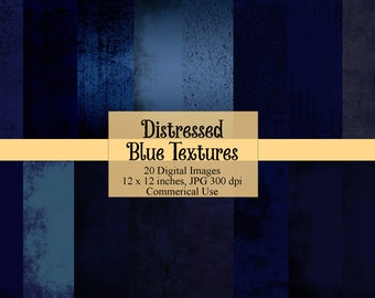 Distressed Blue Textures Digital Paper, Dark Grunge Textures, Gritty Backgrounds, Textured Navy Blue Digital Paper Instant Download
