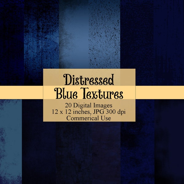 Distressed Blue Textures Digital Paper, Dark Grunge Textures, Gritty Backgrounds, Textured Navy Blue Digital Paper Instant Download