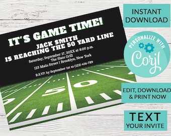 Football Birthday Invitation Party | Surprise Birthday Invite | Woman or Man Party | Digital INSTANT DOWNLOAD | Editable Invite | Sports
