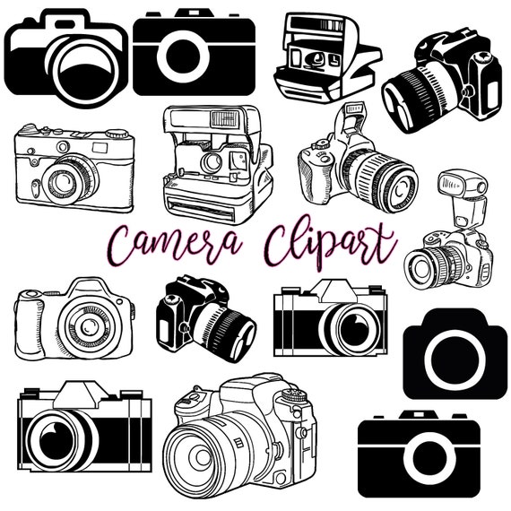 Kamera Clipart, Fotografie Clip Art Logo Elemente, Stempel, Retro