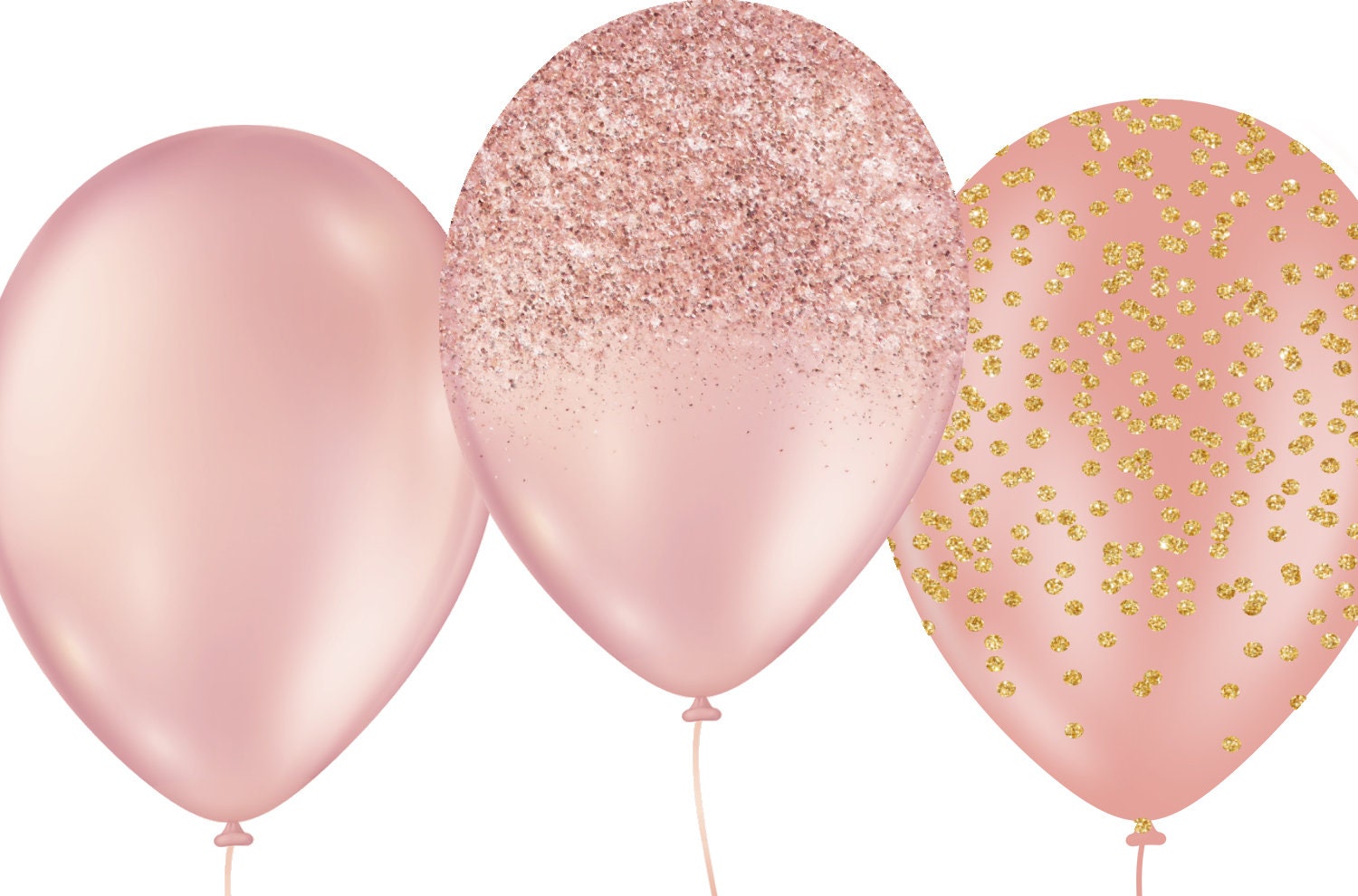 Rose Gold Balloons Clipart Glitter Balloon PNG Digital | Etsy