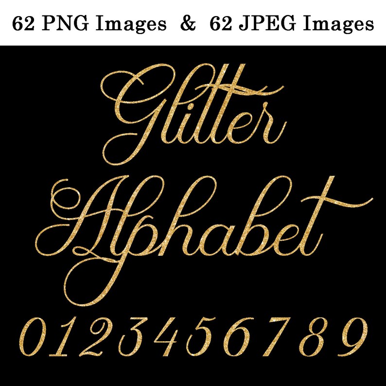 Gold Glitter Alphabet INSTANT DOWNLOAD 124 IMAGES glitter Etsy
