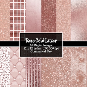 Papel digital Rose Gold Luxor, brilho, folha, lantejoulas, diamantes DOWNLOAD INSTANTÂNEO digital, uso pessoal e comercial, álbum de recortes, gráficos