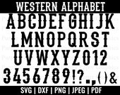Western Font Clipart, Carnival Circus Letters Numbers and Symbols Clip Art, Cricut, Silhouette, Alphabet SVG PNG Jpeg, for Invitations Signs