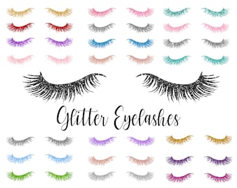 Glitter Eyelashes Clipart, Princess Makeup Jewel Clip art, Rhinestone Pretty Eyelash, Wedding Bridal Digital Instant Download