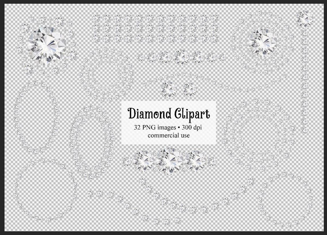 Diamond Luxury Clipart in PNG Format White Sparkle Diamond Etsy UK