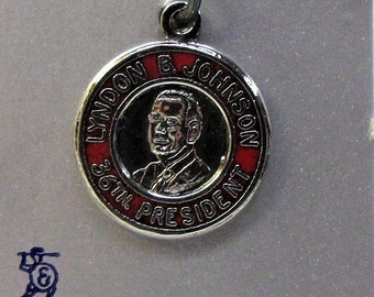 LYNDON B. JOHNSON Sterling Silver charm Mint on Card