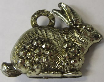 BUNNY RABBIT silver or chrome plated charm gumball machine Cracker Jack c.1950