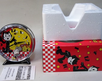 FELIX THE CAT windup animated Alarm Clock old store stock Mint in Box