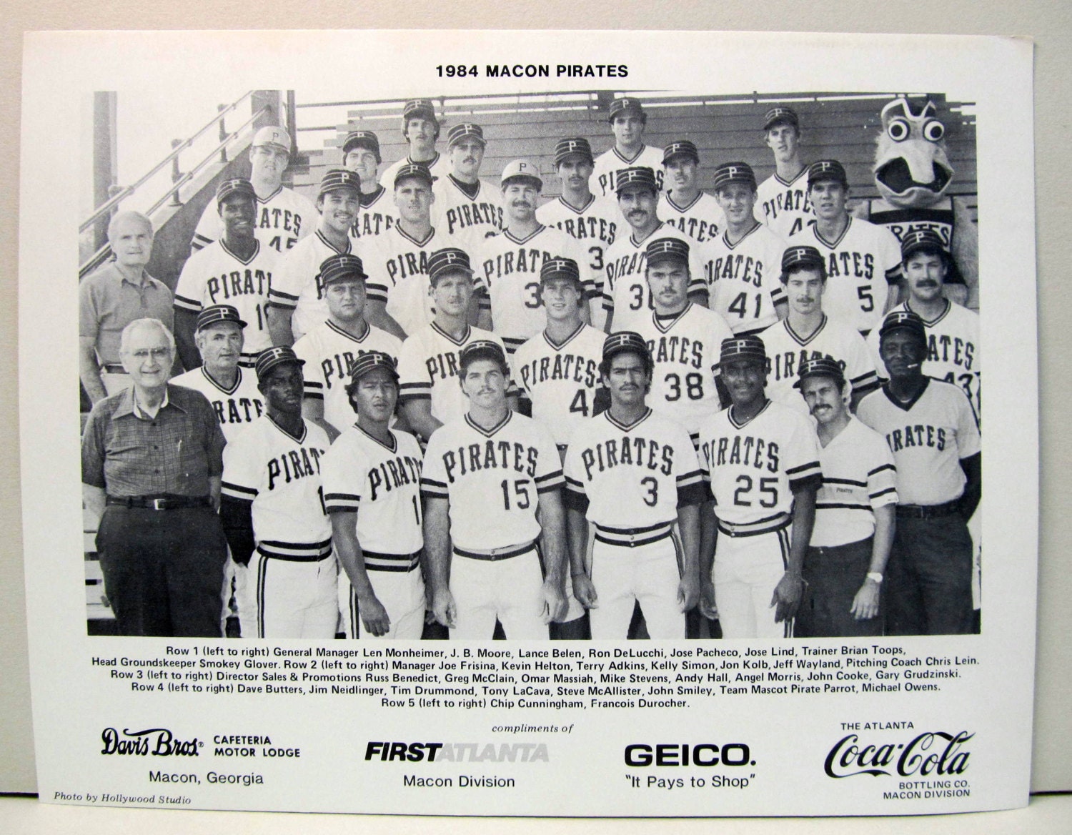 1984 MACON PIRATES Team Photo. Single A Minor League Baseball Etsy