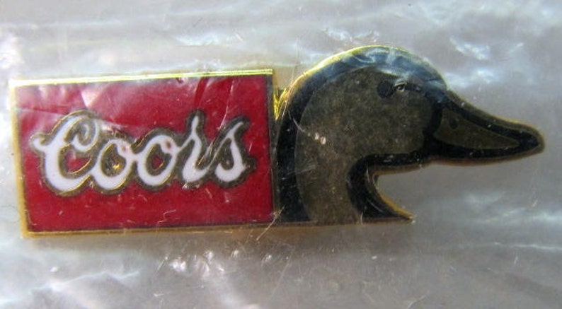 COORS BEER. enamel inlaid DUCK Head tie tack pin. Ducks Unlimited. image 1