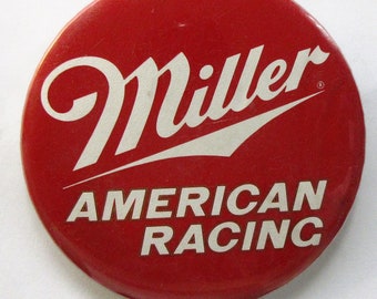 1985 MILLER AMERICAN RACING Hydroplane Boat Racing pinback button Beer