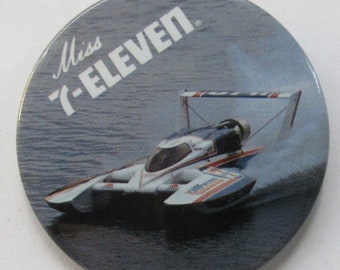 1986 MISS 7-ELEVEN 2.25" pinback button hydroplane boat racing