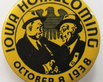 1938 IOWA HOMECOMING football 1.75" pinback button