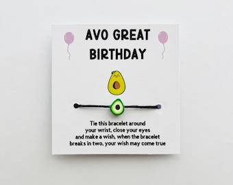 Avocado birthday, Avocado, Avocado gift, Avocados, Wish bracelet, Cord bracelet, Friendship bracelets, Birthday bracelet, Avocado theme.