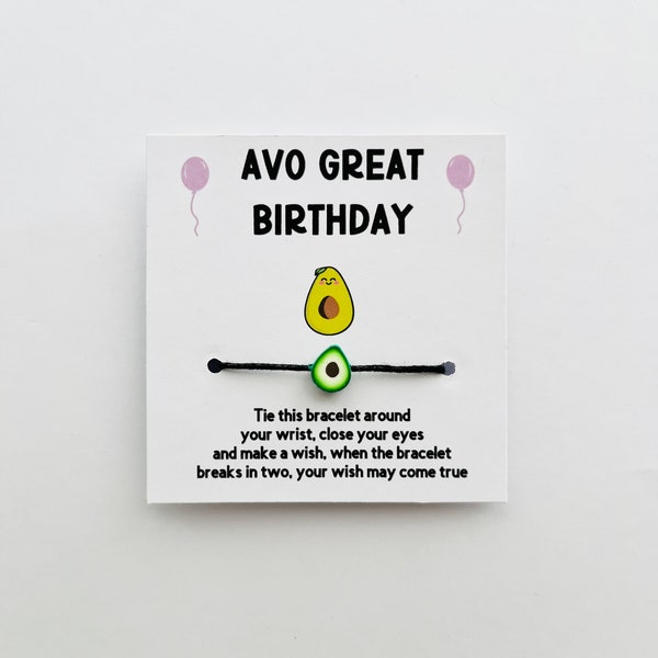 Avocado birthday, Avocado, Avocado gift, Avocados, Wish bracelet, Cord bracelet, Friendship bracelets, Birthday bracelet, Avocado theme.