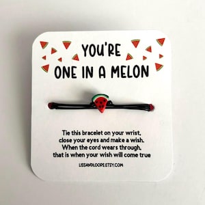 Watermelon wish bracelet, One in a melon gift, Cute fruit gift, Friendship melon bracelet