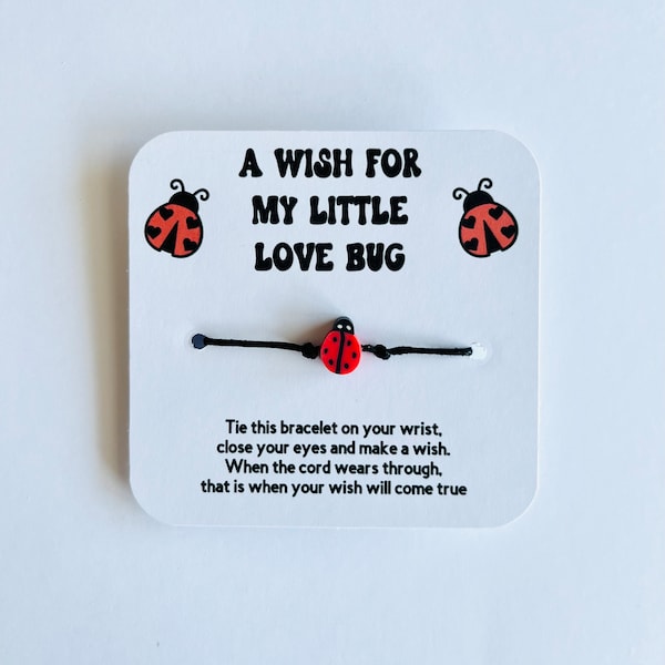 Love bug wish bracelet, Little love bug, Ladybug bracelet, Ladybird bracelet, Bracelet, Friendship bracelet, Cord bracelet, Letterbox gifts.