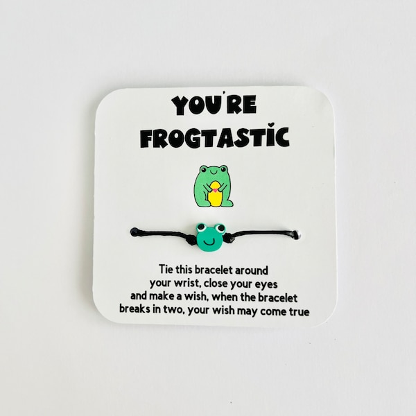 Frog bracelet, You’re frogtastic, Frog bead, Frog theme, Frogs, Friendship bracelet, Cord bracelet, Wish bracelet, Frog gift, Wishing gift.