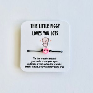 Piggy wish bracelet, Piggy bracelet, Pig themed, Pigs, Pig gifts, Friendship bracelet, Cord bracelet, String bracelet, Valentines gift, Pig.