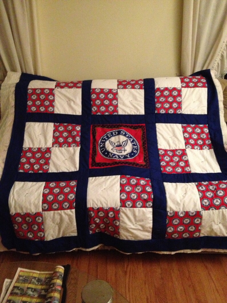 Navy Military Quilt Etsy