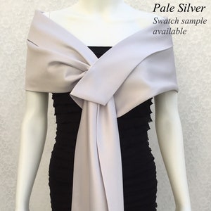 Satin Bridal Stole, Pale Silver satin Evening Wrap , Bridesmaids shawls and wraps , Wedding Gift for her , Mother of the Bride cover up