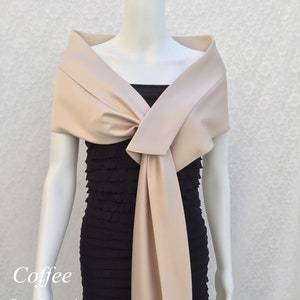 Satin Bridal Stole, Coffee satin Evening Wrap , Bridesmaids shawls and wraps , Wedding Gift for her , Mother of the groom cover up
