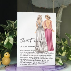 Personalisierte Hochzeitsgrußkarte An meine beste Freundin Auf ihrer HochzeitStagskarte Meine Schwester Grußkarte auf ihrem Hochzeits-Andenken